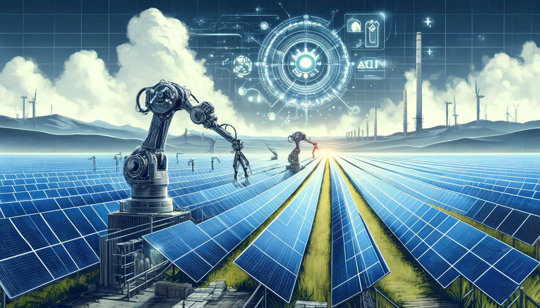 The illustration for the article on the renewable energy company's use of AI in solar panel alignment